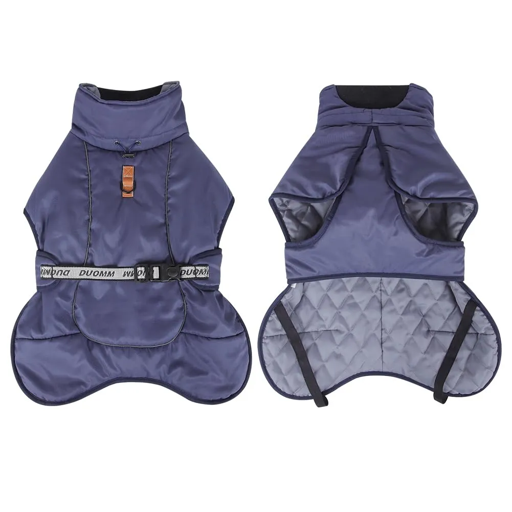 DoggieKit Giacca per Cani Impermeabile e Antivento Invernale con Strisce Riflettenti e Foro per Imbracatura, Taglia 5XL, Navy - immagine 3