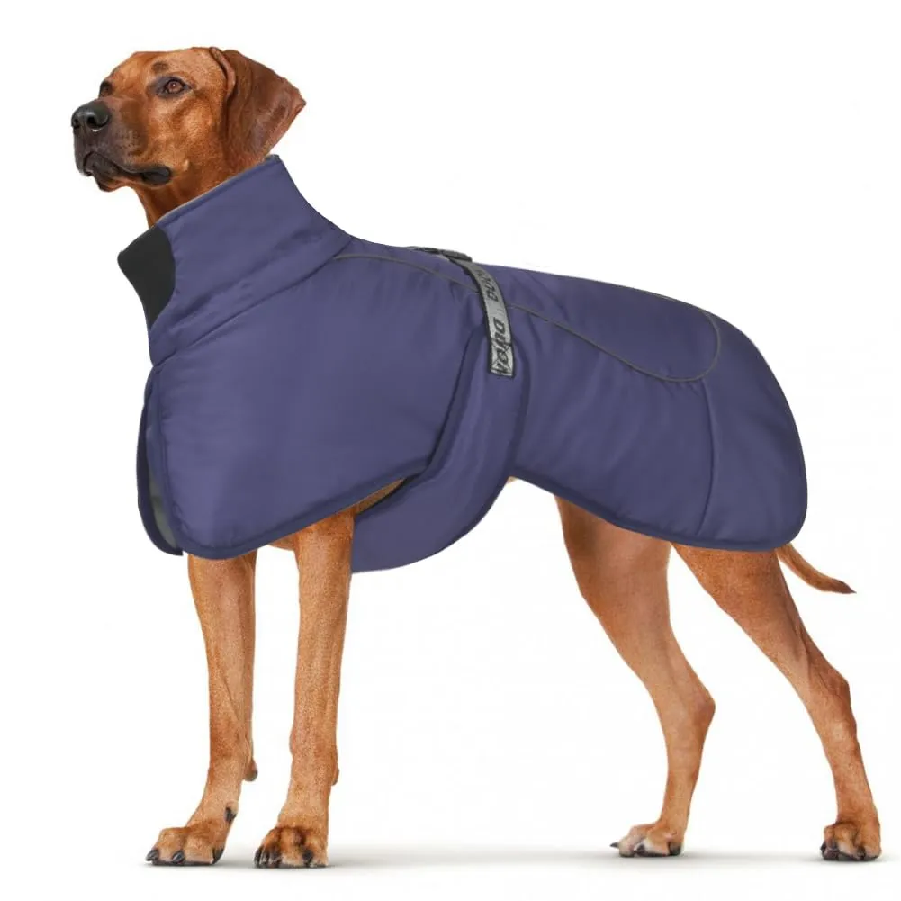DoggieKit Giacca Impermeabile Antivento per Cani con Strisce Riflettenti e Foro per Imbracatura, Taglia 2XL, Navy - immagine 1