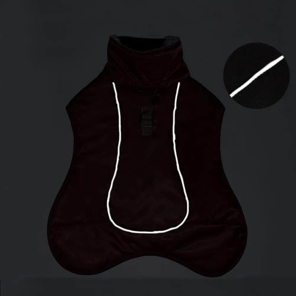 DoggieKit Giacca per Cani Impermeabile Antivento Inverno con Strisce Riflettenti e Foro per Imbracatura, Nero, XL - immagine 4