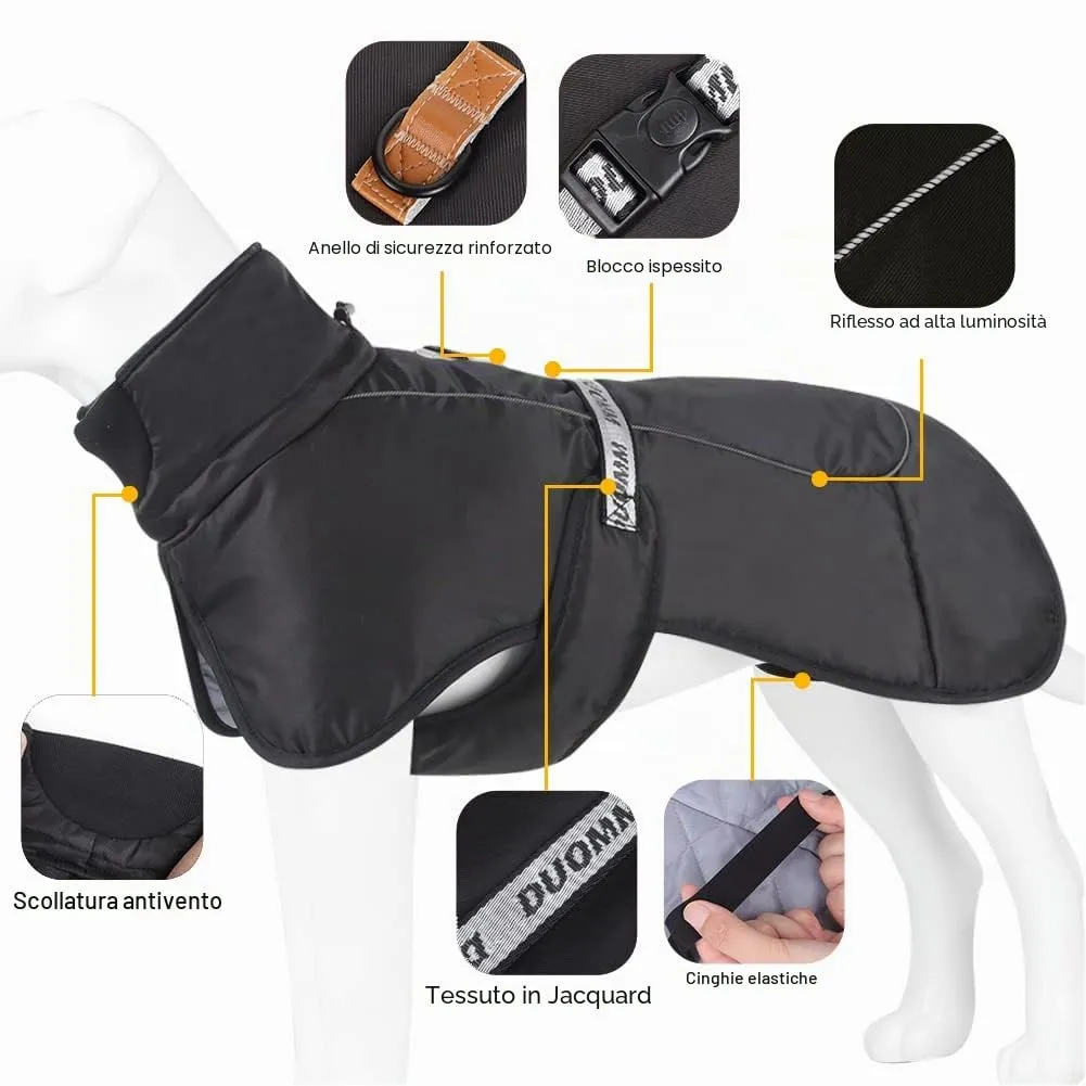 DoggieKit Giacca Impermeabile Antivento per Cani, Inverno, Nero, 2XL - immagine 2