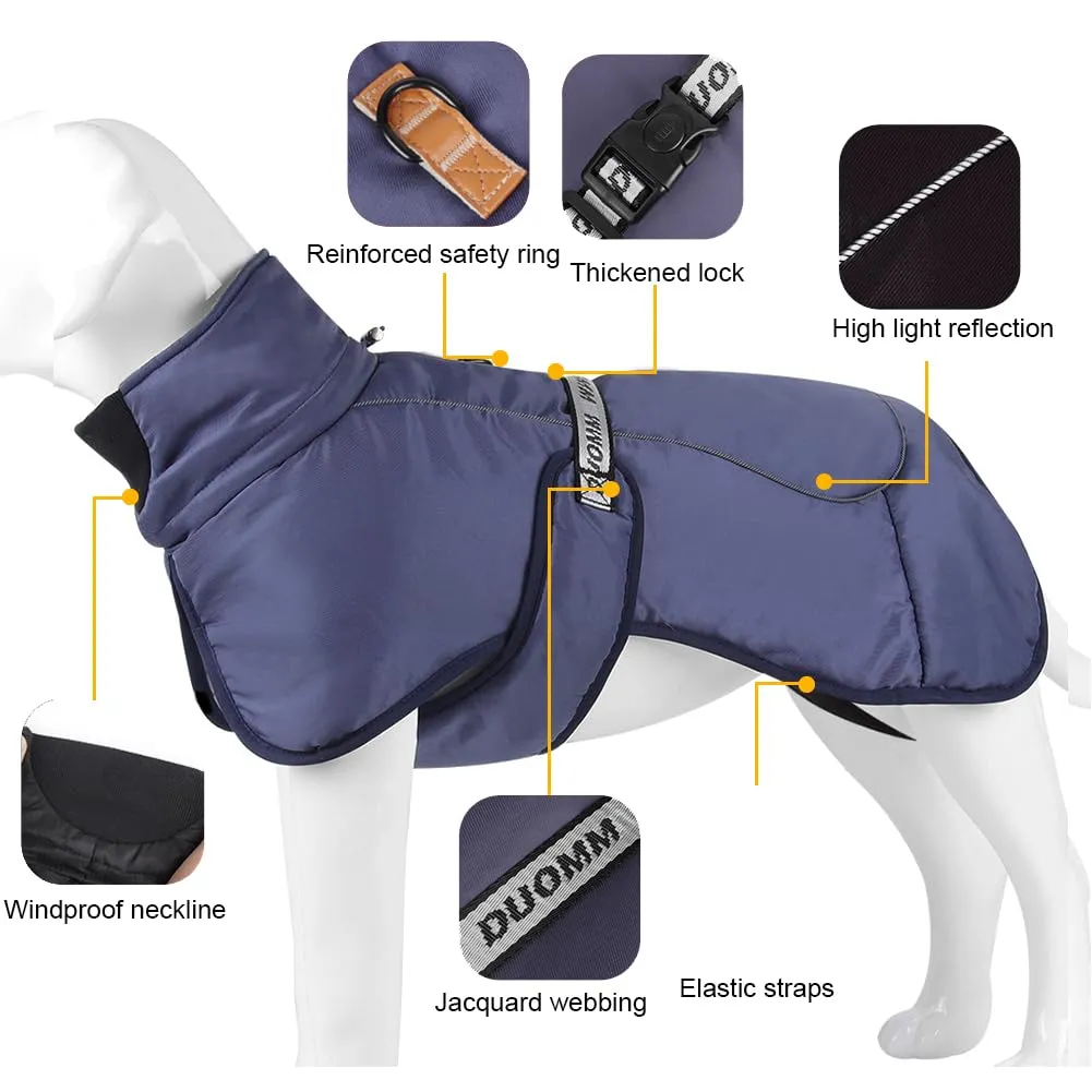 DoggieKit Giacca Impermeabile e Antivento per Cani, Calda per Inverno con Strisce Riflettenti e Foro per Imbracatura, Taglia XL, Navy - immagine 2
