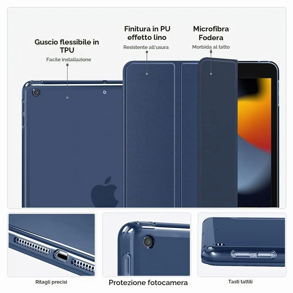 MoKo Cover for iPad 9th/8th/7th Gen 10.2" (2021/2020/2019), Blu Marino - immagine 4