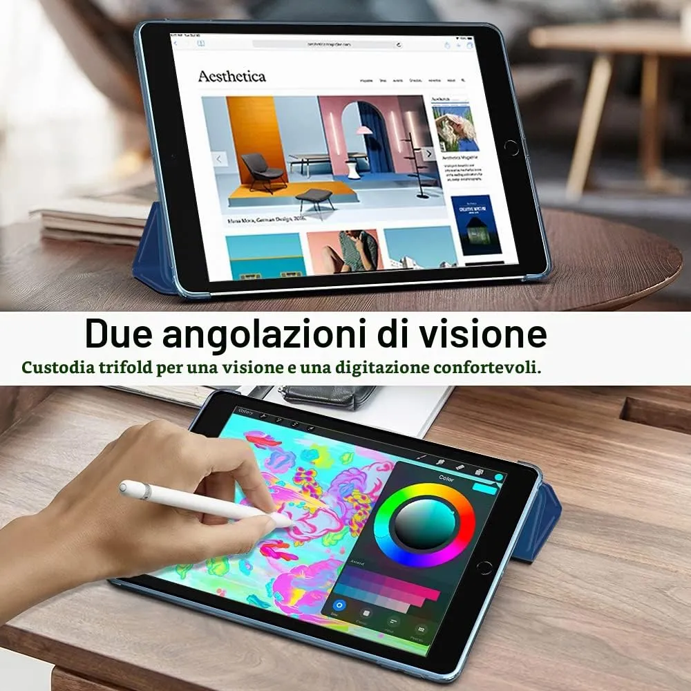 MoKo Cover for iPad 9th/8th/7th Gen 10.2" (2021/2020/2019), Blu Marino - immagine 5