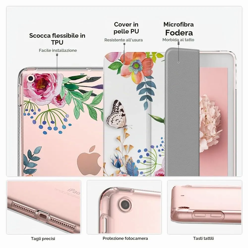 MoKo Cover for iPad 9th/8th/7th Gen 10.2" (2021/2020/2019), Fiori Fragranti - immagine 4