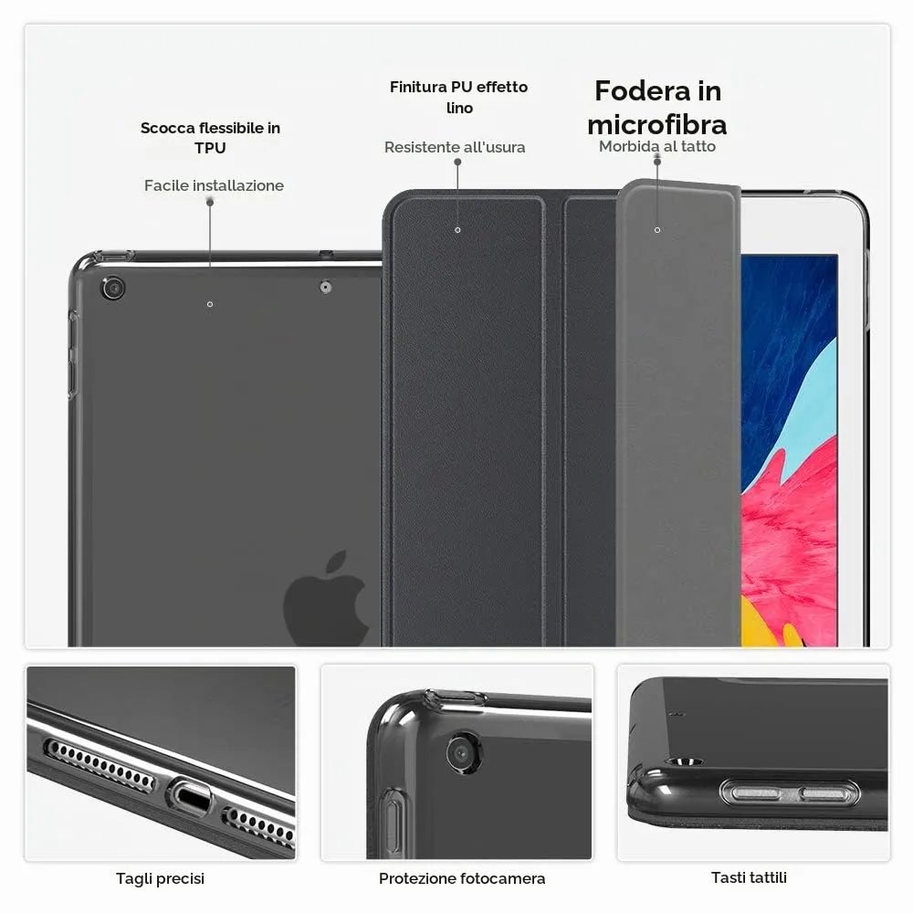 MoKo Cover per iPad 9a/8a/7a Gen 10.2" (2021/2020/2019), Grigio Siderale - immagine 4