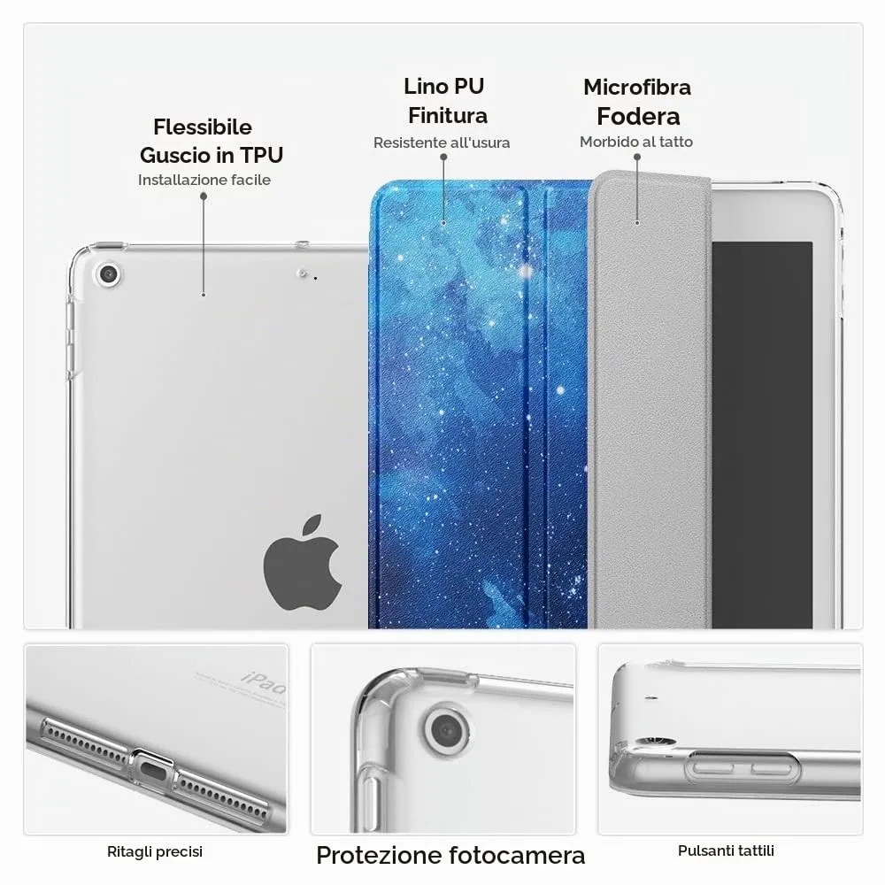 MoKo Cover for iPad 9th/8th/7th Gen 10.2" (2019-2021), Cielo Stellato Blu - immagine 4