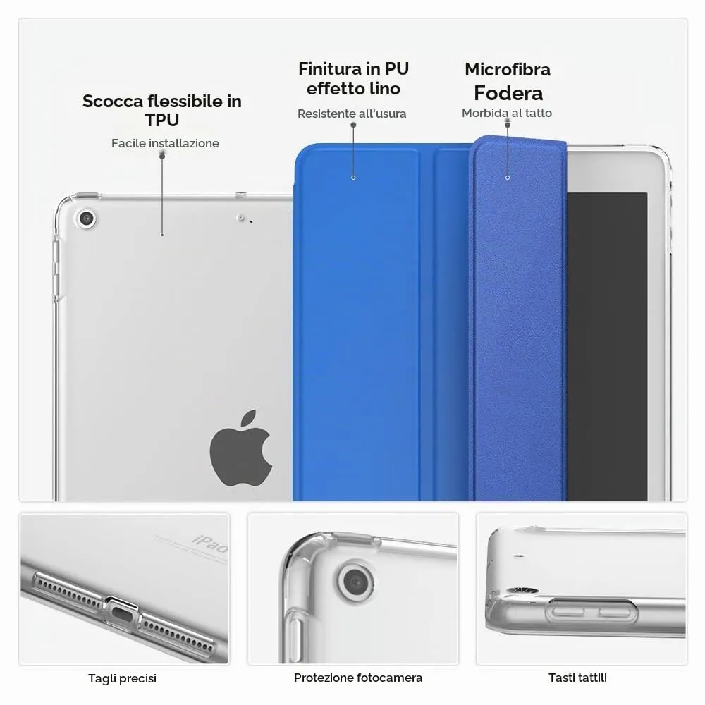 MoKo Cover for iPad 7th, 8th, 9th Gen 10.2" (2019-2021), Onda Blu - immagine 4