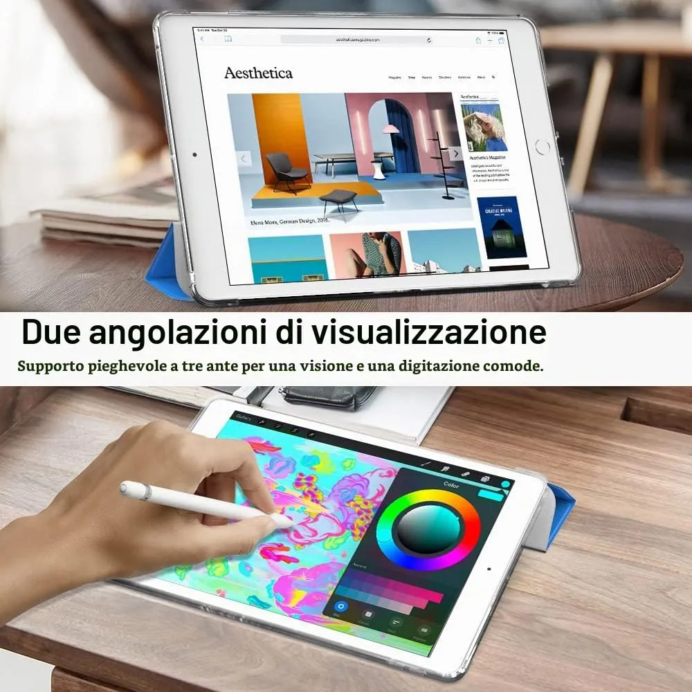 MoKo Cover for iPad 7th, 8th, 9th Gen 10.2" (2019-2021), Onda Blu - immagine 5
