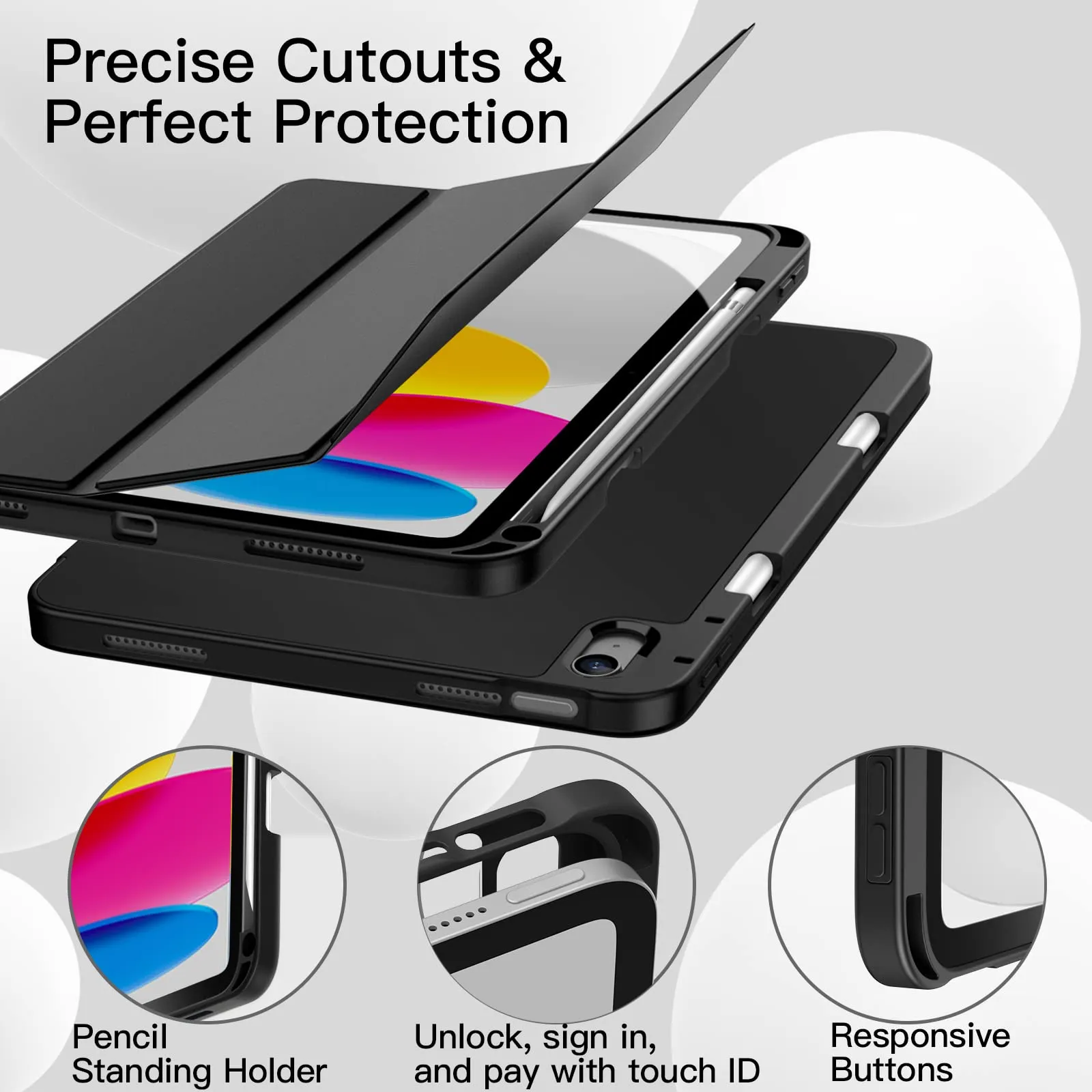 JETech Custodia per iPad 11ª/10ª Gen, Nero - immagine 8