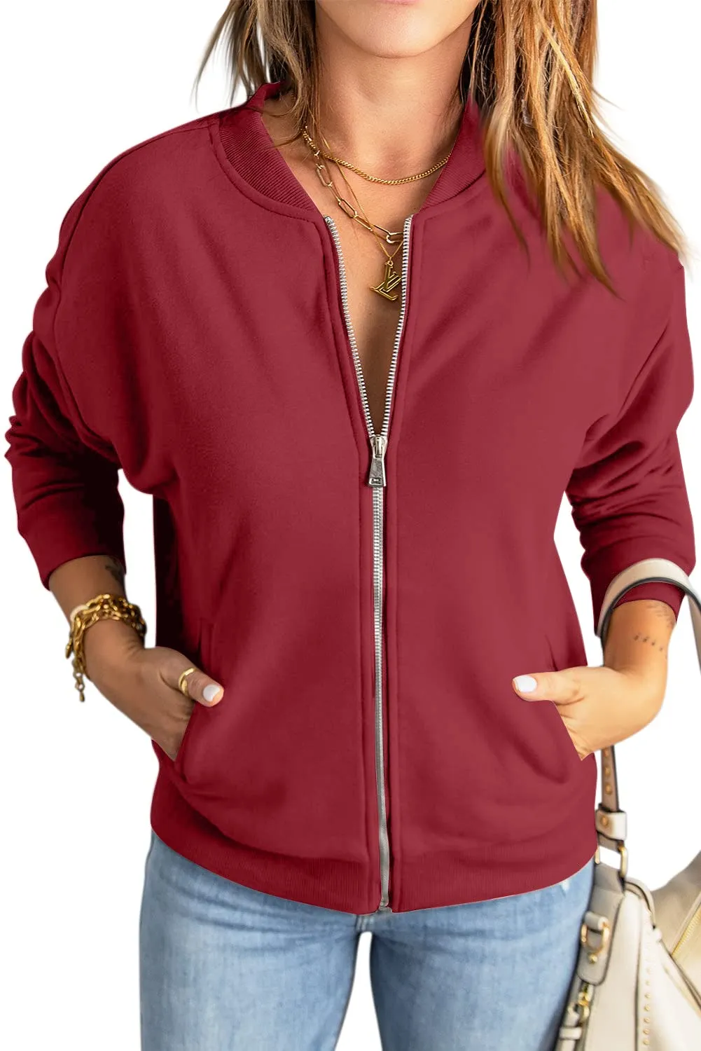 GeGekoko Donna Felpa con Zip e Tasche Giacca Sportiva Lunga Hoodie Sweatshirt - immagine 2