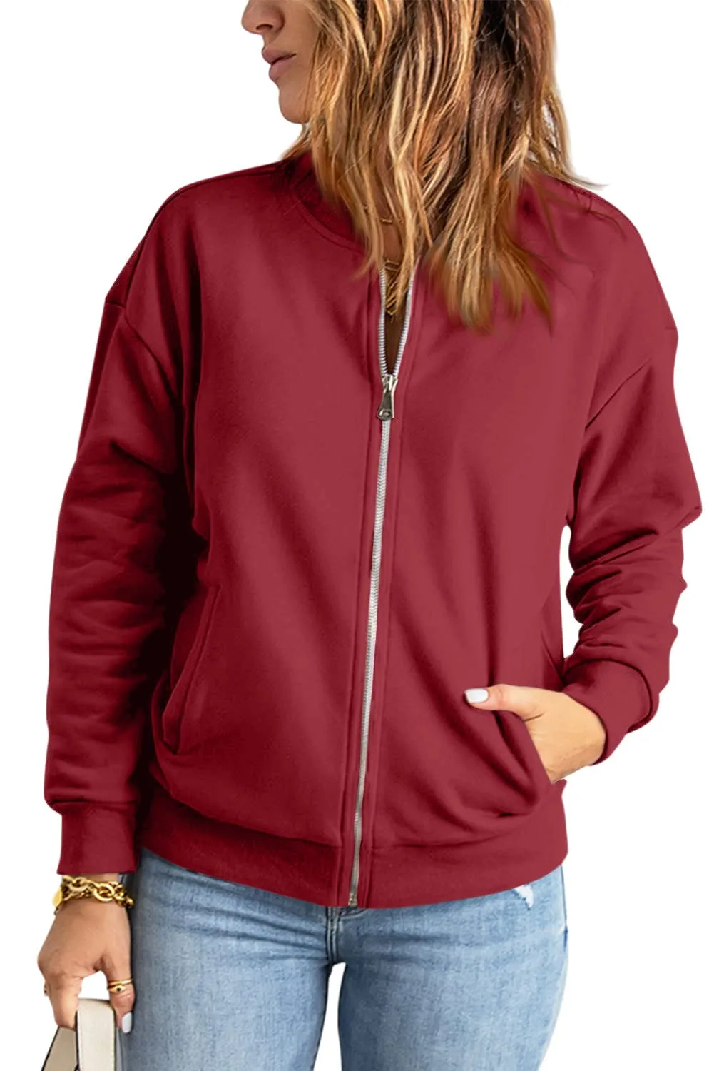 GeGekoko Donna Felpa con Zip e Tasche Giacca Sportiva Lunga Hoodie Sweatshirt - immagine 3