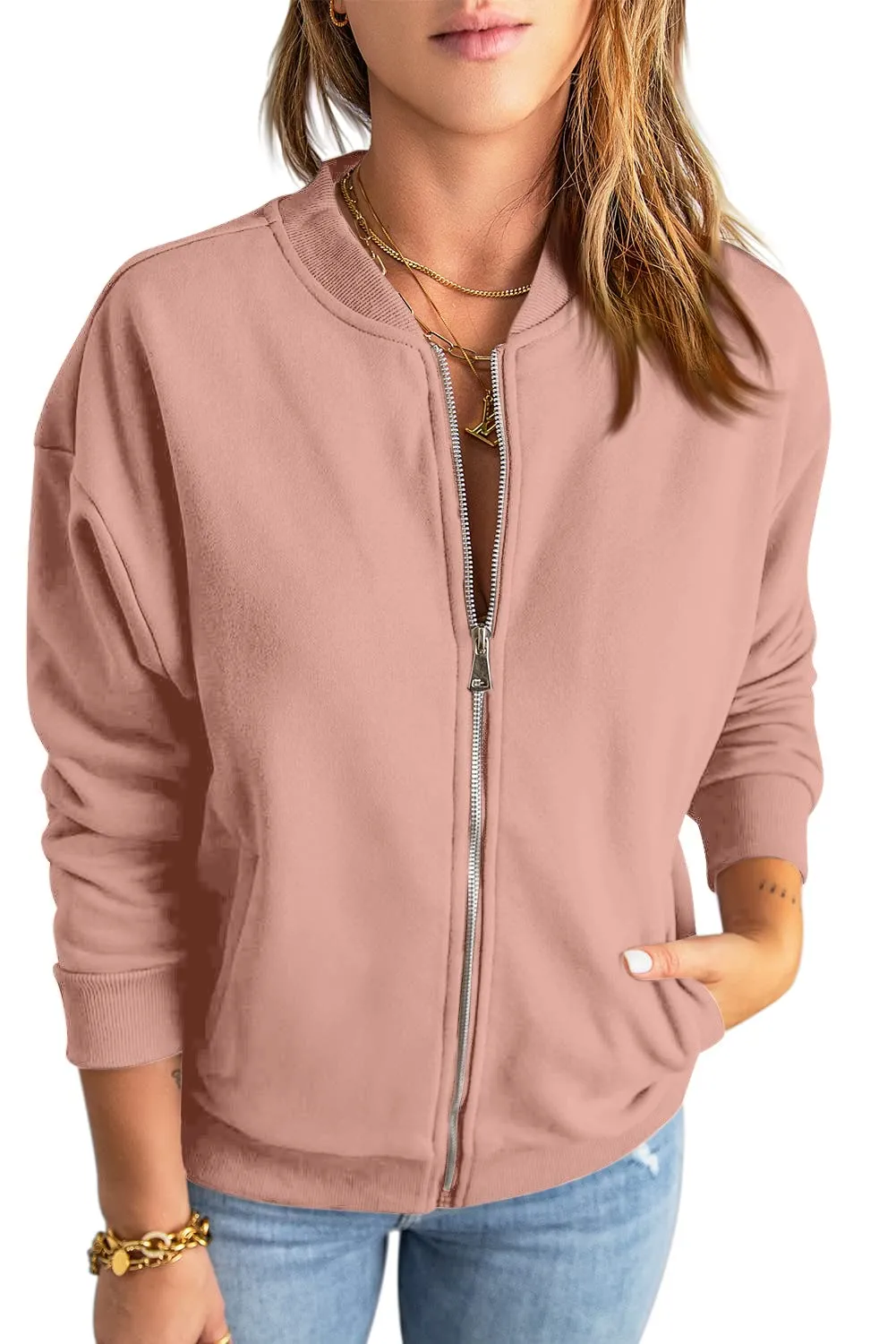 GeGekoko Donna Felpa con Zip e Tasche Giacca Sportiva Lunga Hoodie Sweatshirt - immagine 1