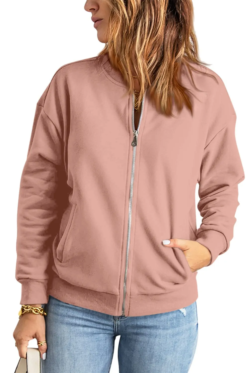 GeGekoko Donna Felpa con Zip e Tasche Giacca Sportiva Lunga Hoodie Sweatshirt - immagine 3