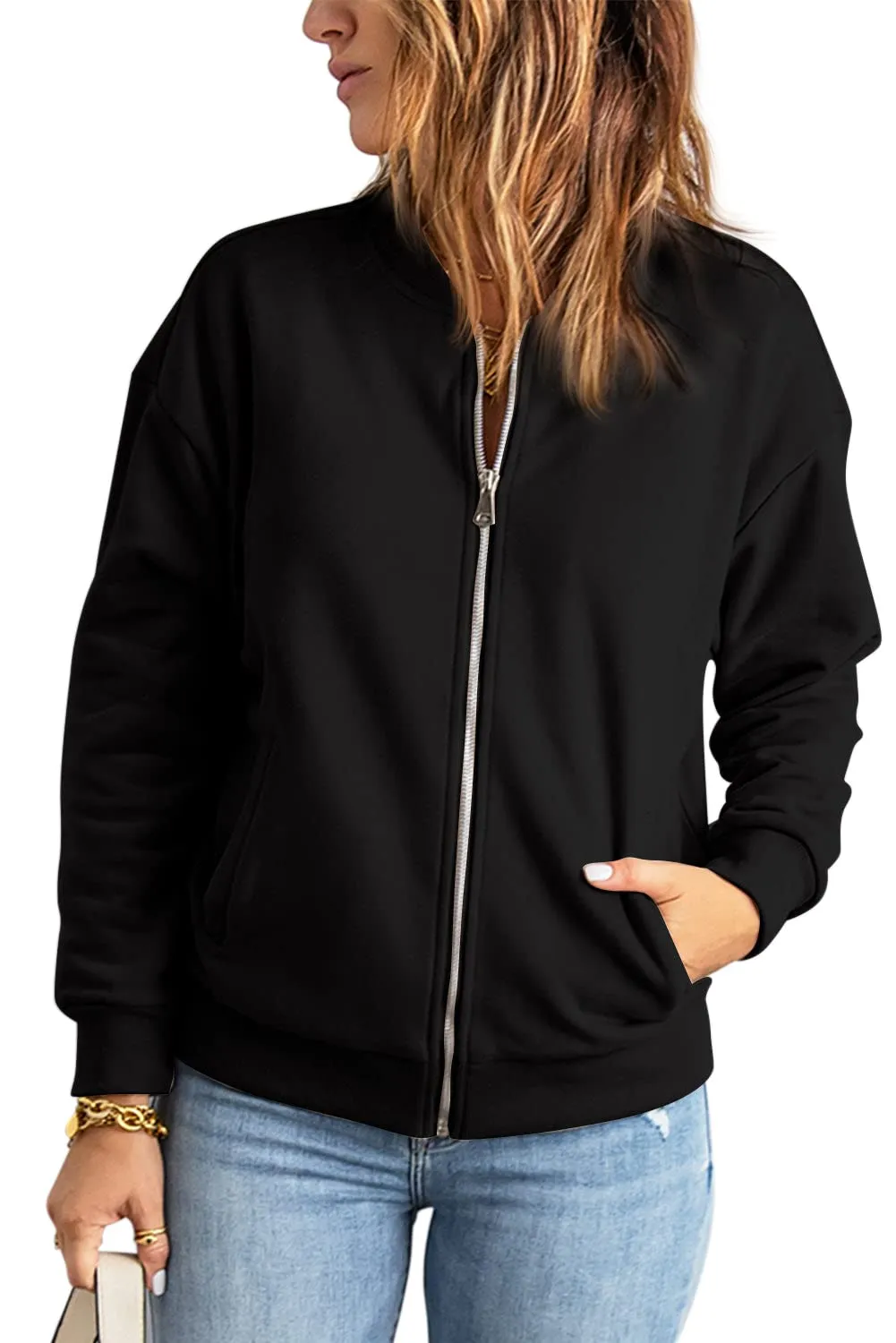 GeGekoko Donna Felpa con Zip e Tasche Giacca Sportiva Lunga Hoodie Sweatshirt - immagine 3