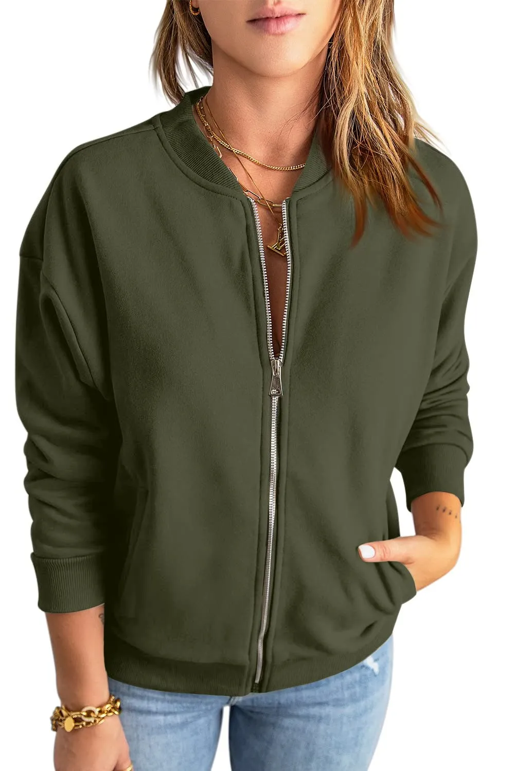 GeGekoko Felpa Donna con Zip e Tasche, Giacca Sportiva Lunga, Hoodie Sweatshirt - immagine 1