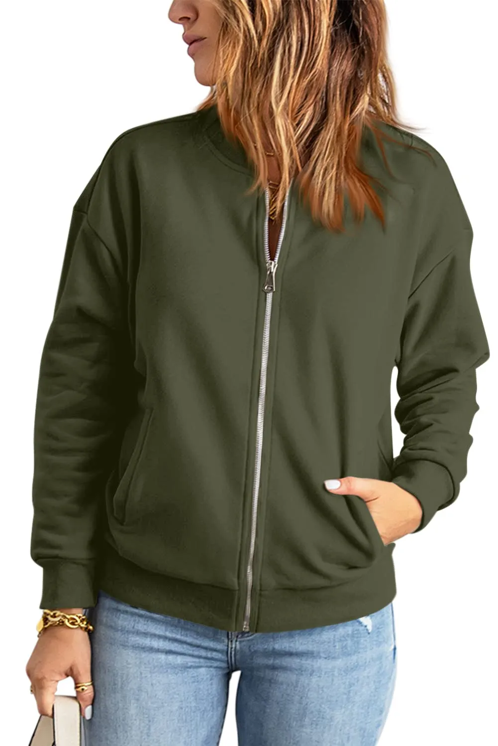 GeGekoko Felpa Donna con Zip e Tasche, Giacca Sportiva Lunga, Hoodie Sweatshirt - immagine 3