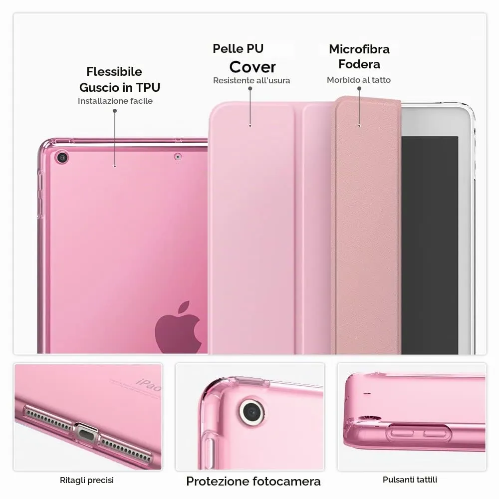 MoKo Cover for iPad 9th/8th/7th Gen 10.2" (2021/2020/2019), Fiore Rosa - immagine 4