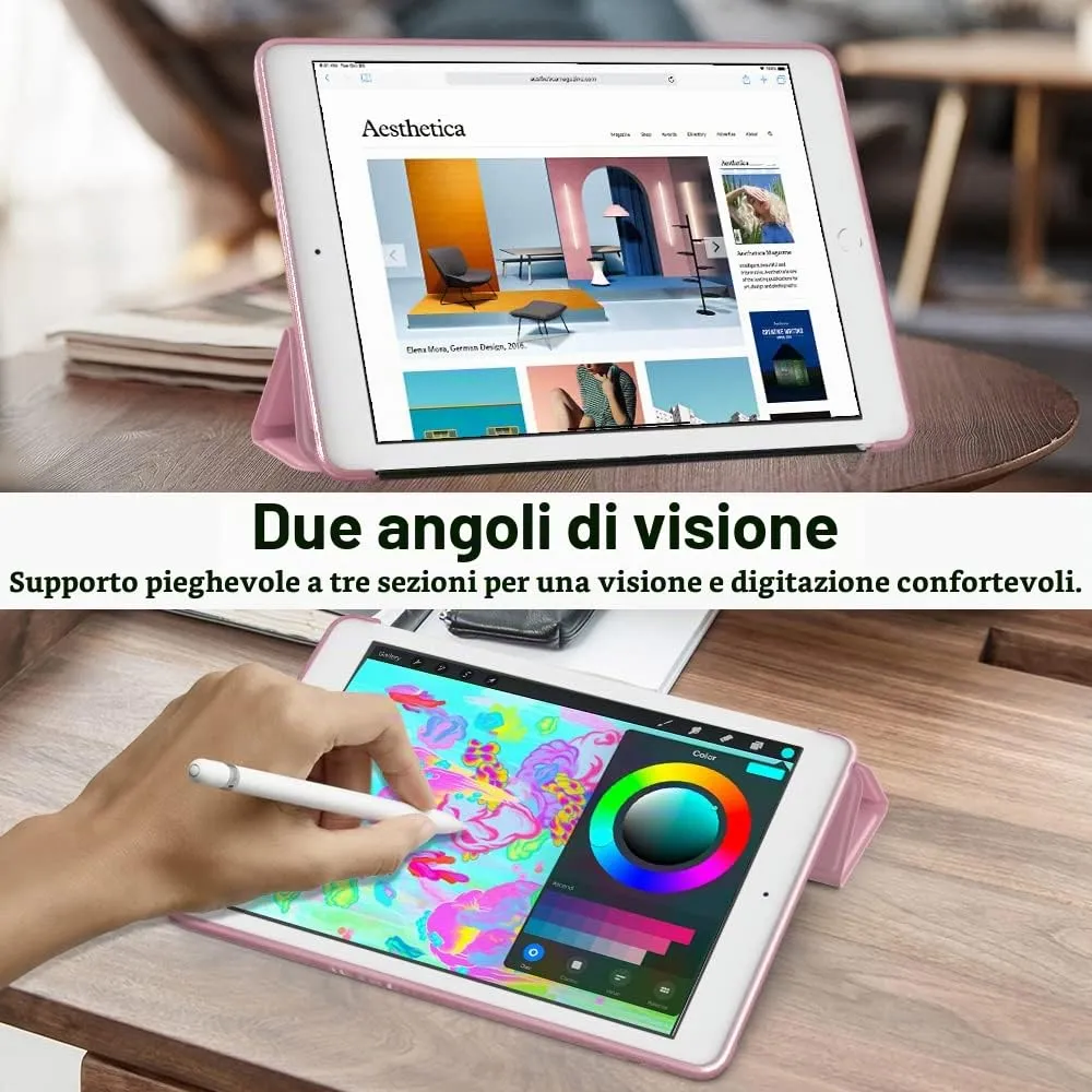 MoKo Cover for iPad 9th/8th/7th Gen 10.2" (2021/2020/2019), Fiore Rosa - immagine 5