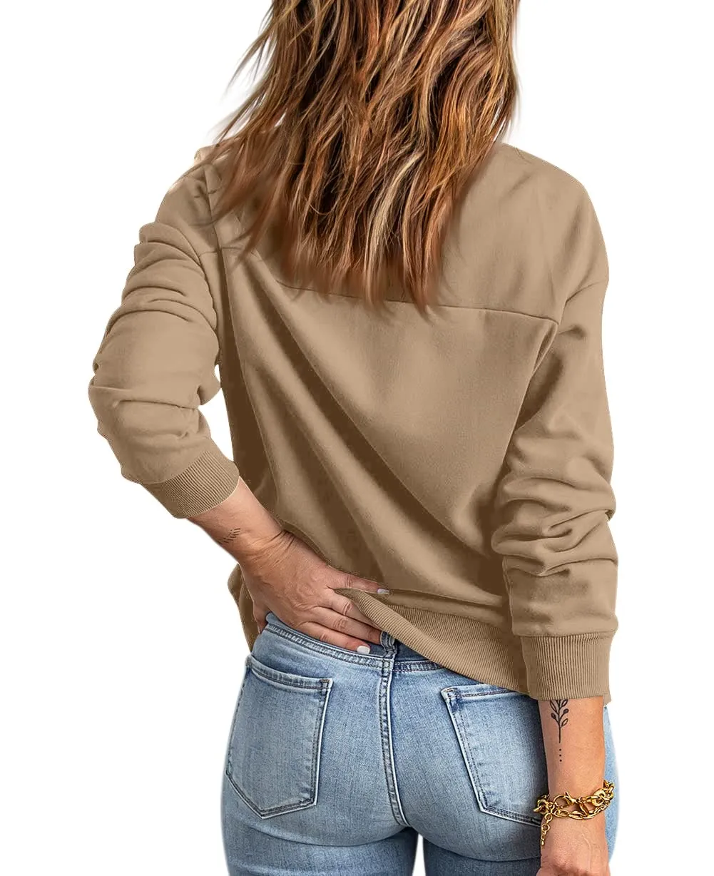 GeGekoko Felpa Donna con Zip e Tasche, Giacca Sportiva Lunga in Cotone e Poliestere - immagine 4