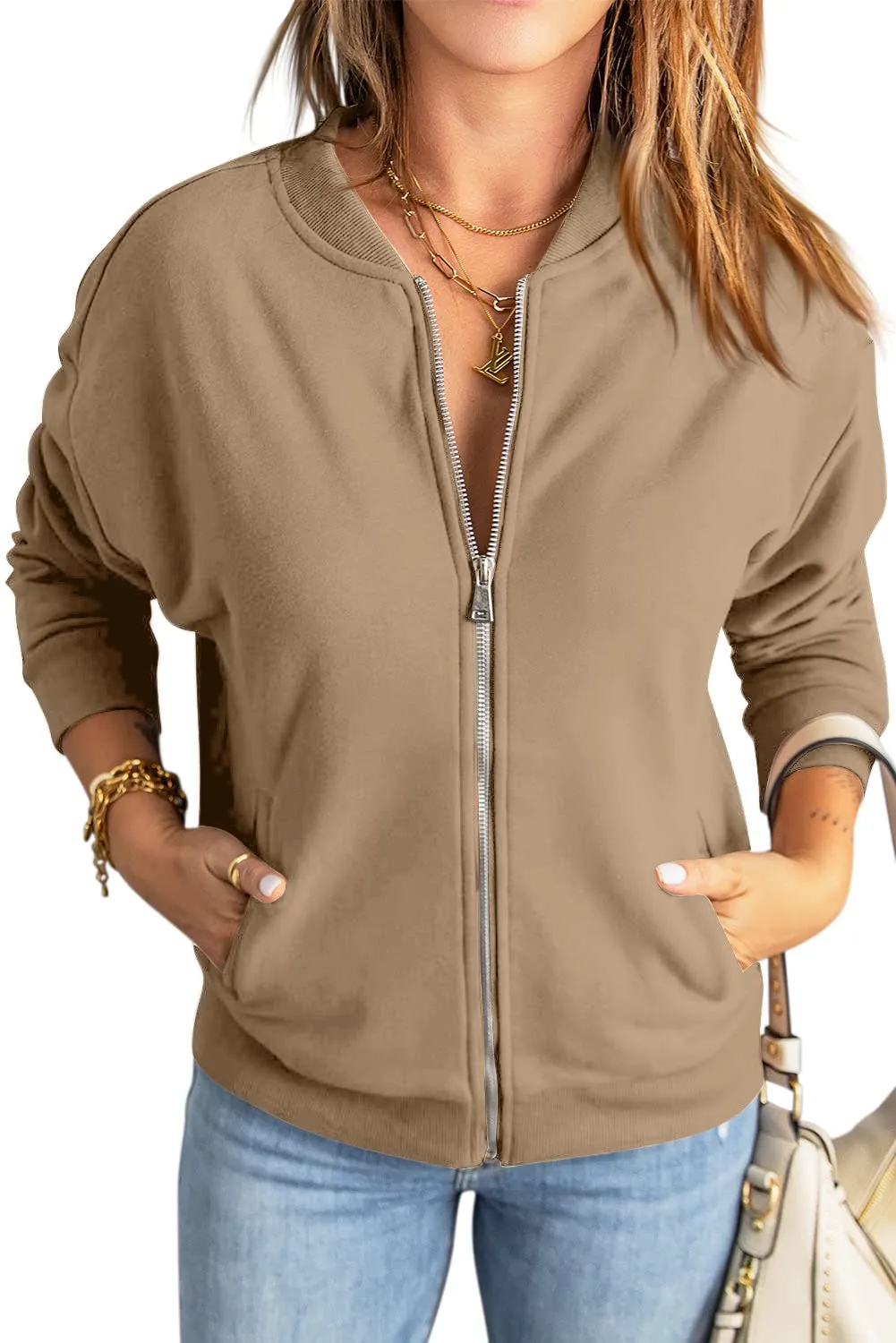 GeGekoko Donna Felpa con Zip e Tasche Giacca Sportiva Lunga Hoodie Sweatshirt - immagine 2