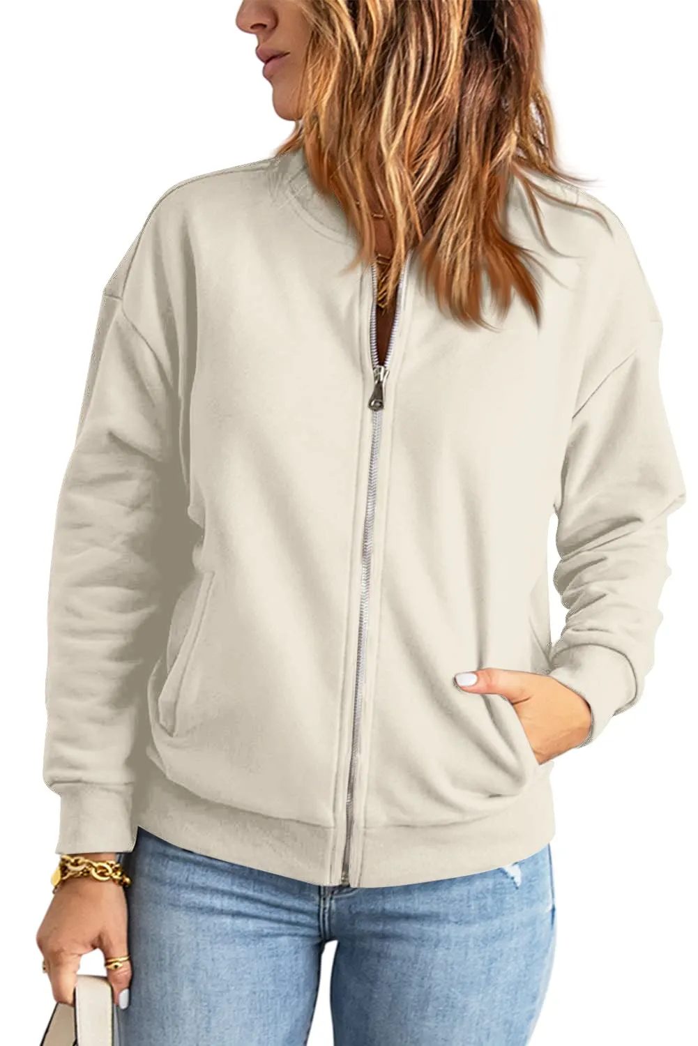 GeGekoko Donna Felpa con Zip e Tasche Giacca Sportiva Lunga Hoodie Sweatshirt - immagine 3