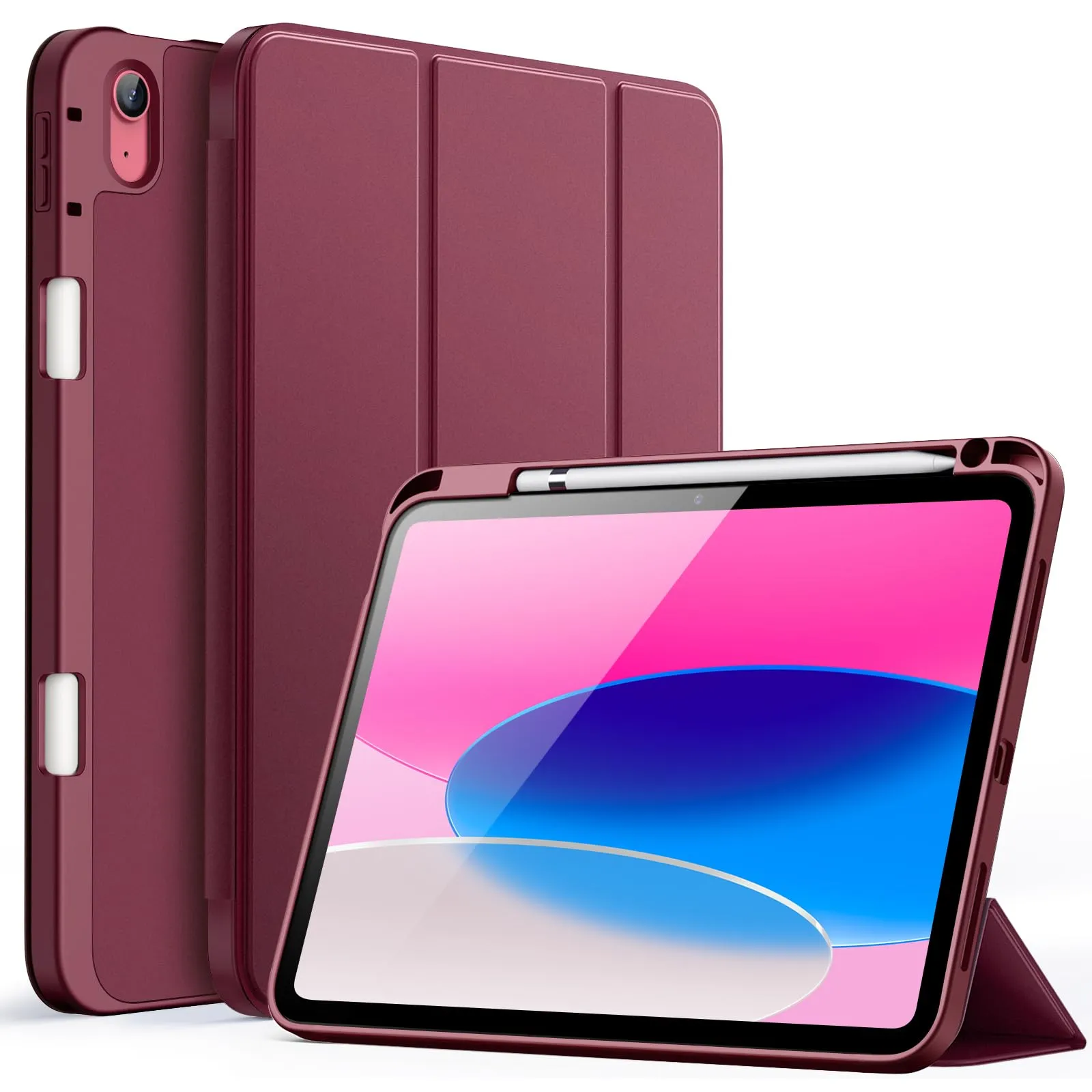 JETech Custodia per iPad 10ª/11ª Gen (A16), Vino Rosso - immagine 1
