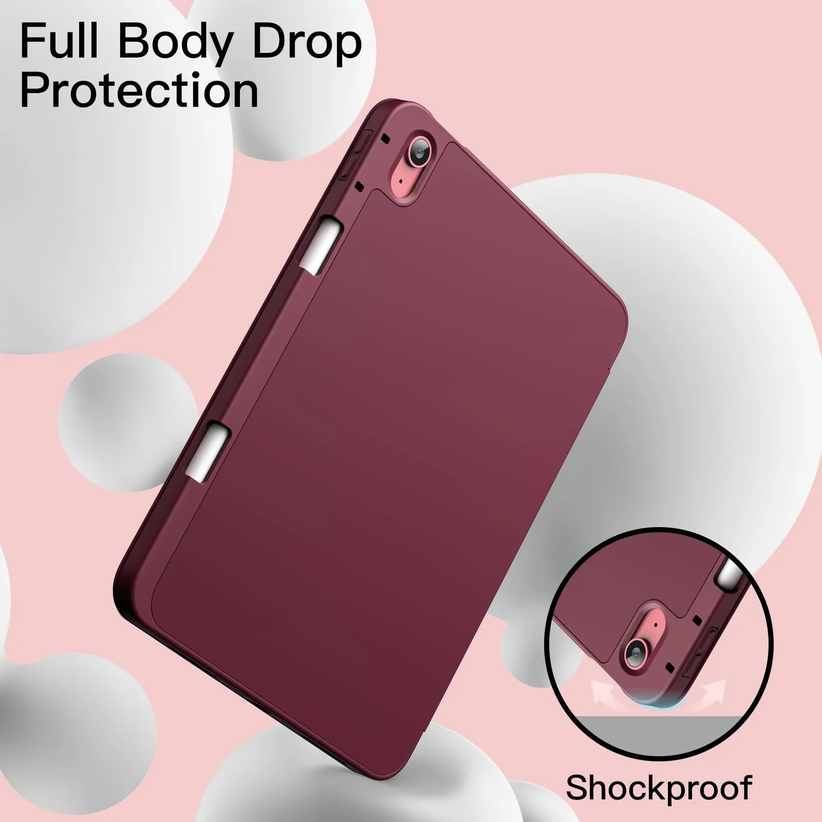 JETech Custodia per iPad 10ª/11ª Gen (A16), Vino Rosso - immagine 4
