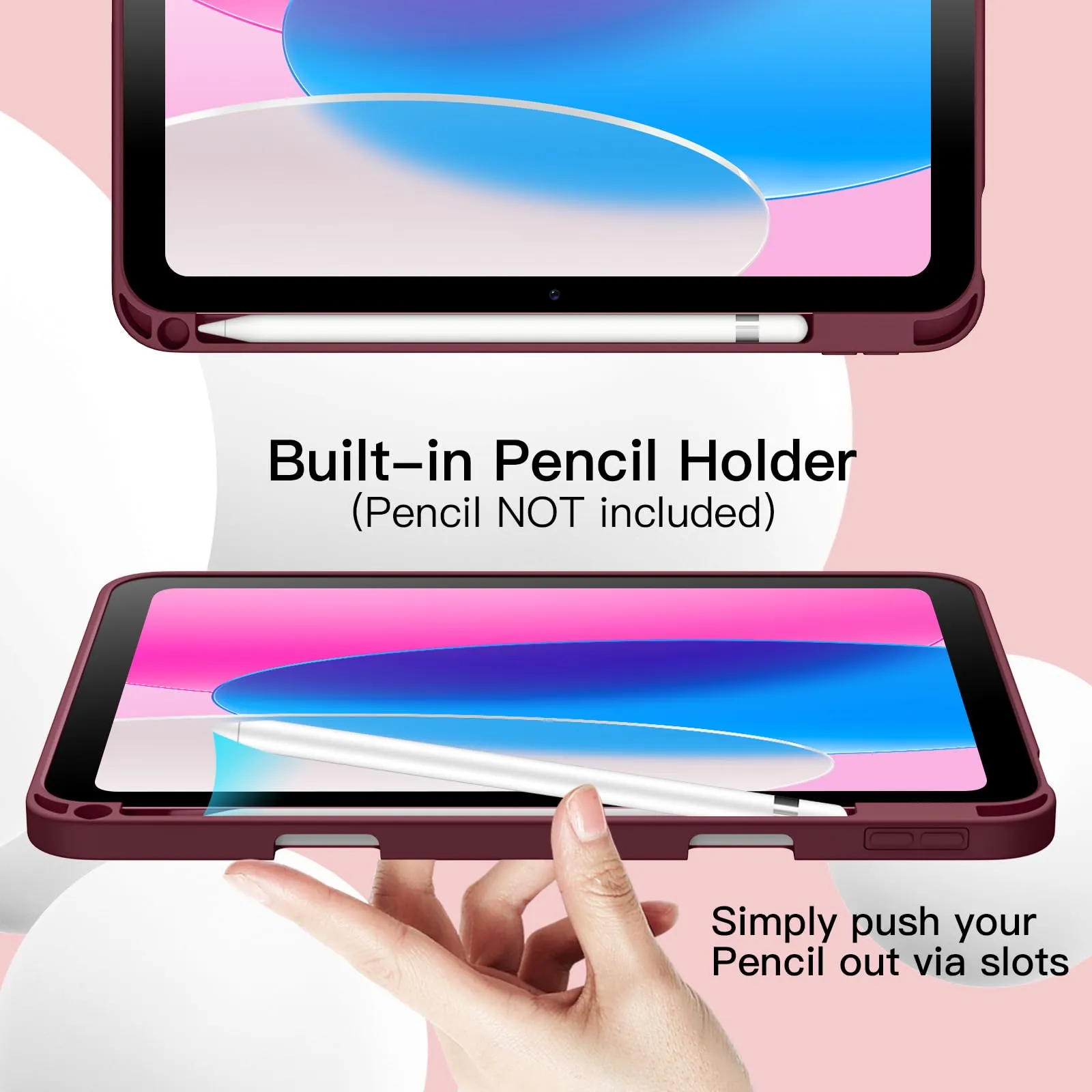JETech Custodia per iPad 10ª/11ª Gen (A16), Vino Rosso - immagine 5