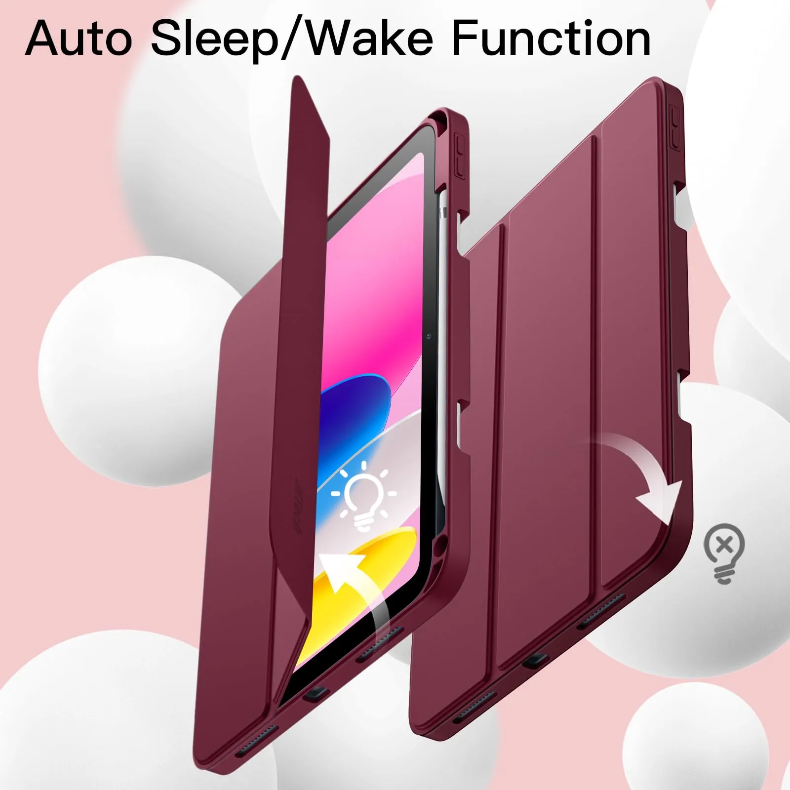 JETech Custodia per iPad 10ª/11ª Gen (A16), Vino Rosso - immagine 6