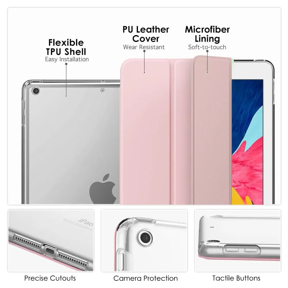 MoKo Cover for iPad 9th/8th/7th Gen 10.2" (2019-2021), Rosa Trasparente - immagine 4