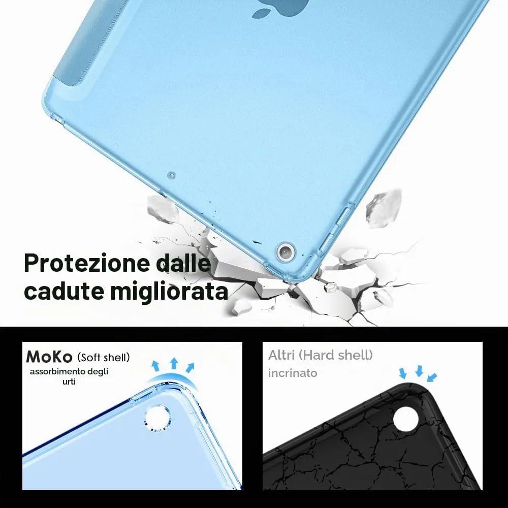 MoKo Cover per iPad 9a/8a/7a Gen 10,2" (2021/2020/2019), Blu Nebbioso - immagine 3