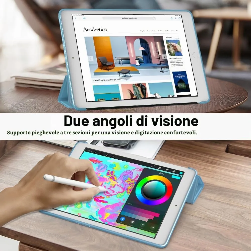 MoKo Cover per iPad 9a/8a/7a Gen 10,2" (2021/2020/2019), Blu Nebbioso - immagine 5