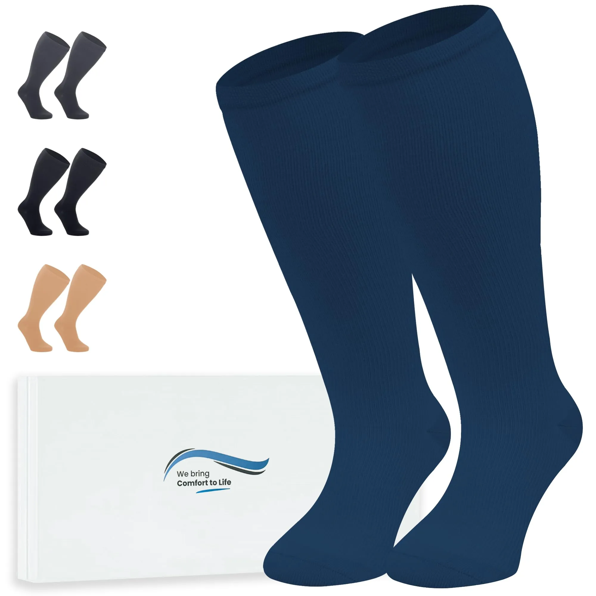 360 Relief Calze a Compressione Graduata per Donna e Uomo, 15-20 mmHg, Blu, 3XL - immagine 1