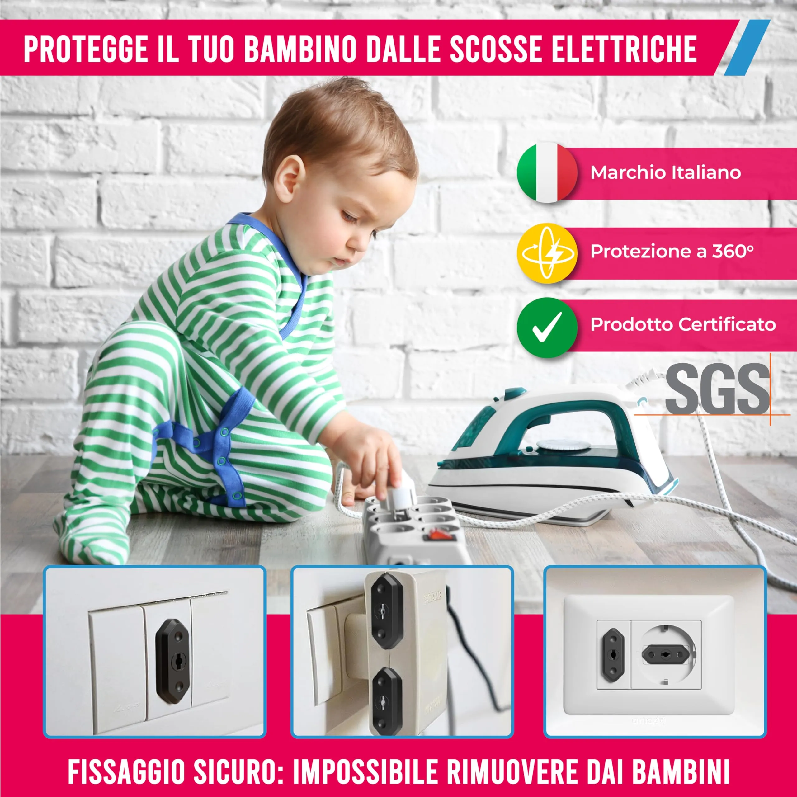 BAMBIGOOD Set 20+4 Copriprese per Bambini Nere, Protezione Prese 10A, 16A e Schuko - immagine 3