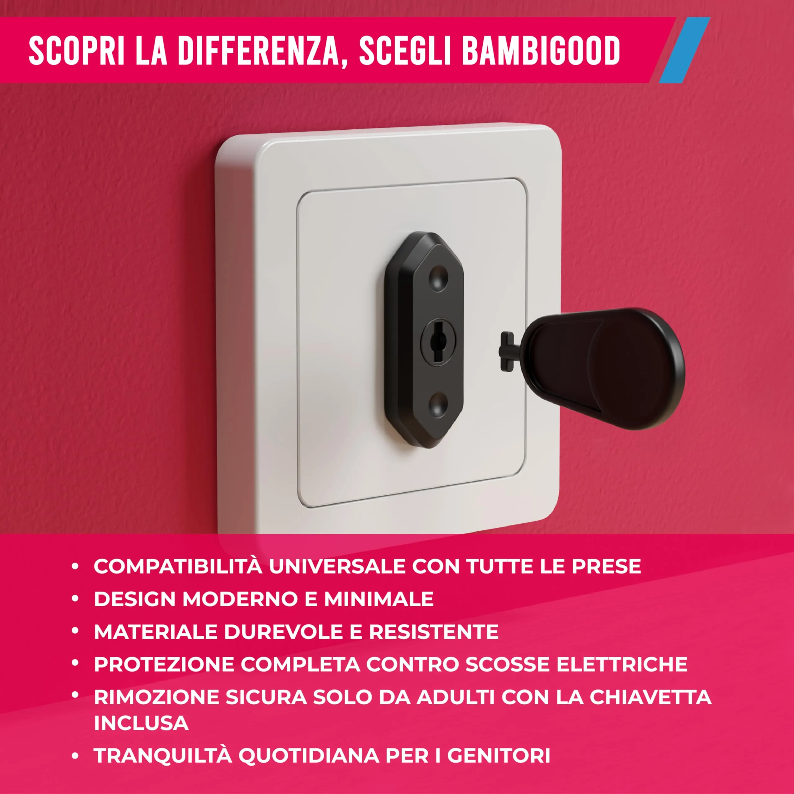 BAMBIGOOD Set 20+4 Copriprese per Bambini Nere, Protezione Prese 10A, 16A e Schuko - immagine 6