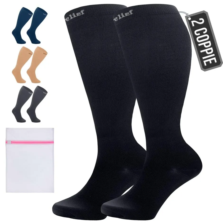 360 Relief Calze a Compressione Graduata per Donna e Uomo, 4XL, Nero - immagine 1