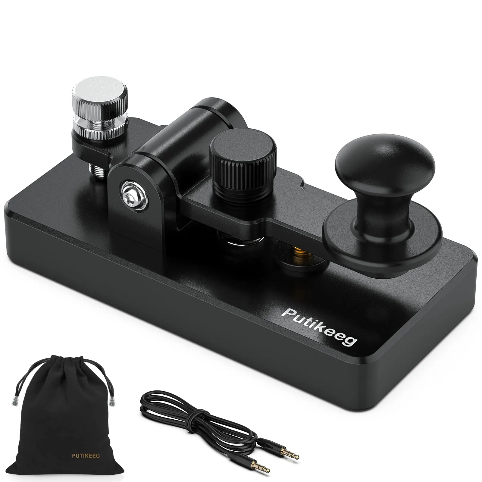 Putikeeg Chiave Morse Automatico CW Paddle Keyer in Lega di Alluminio, 9,5×4,7×4,3cm - immagine 1