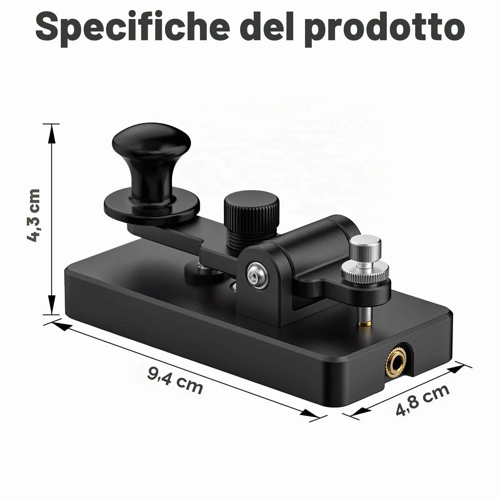 Putikeeg Chiave Morse Automatico CW Paddle Keyer in Lega di Alluminio, 9,5×4,7×4,3cm - immagine 3