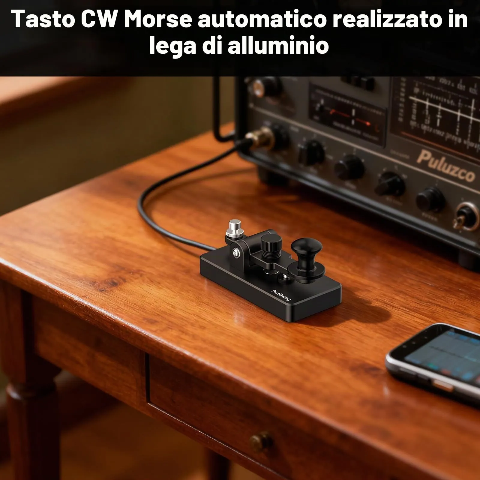 Putikeeg Chiave Morse Automatico CW Paddle Keyer in Lega di Alluminio, 9,5×4,7×4,3cm - immagine 8