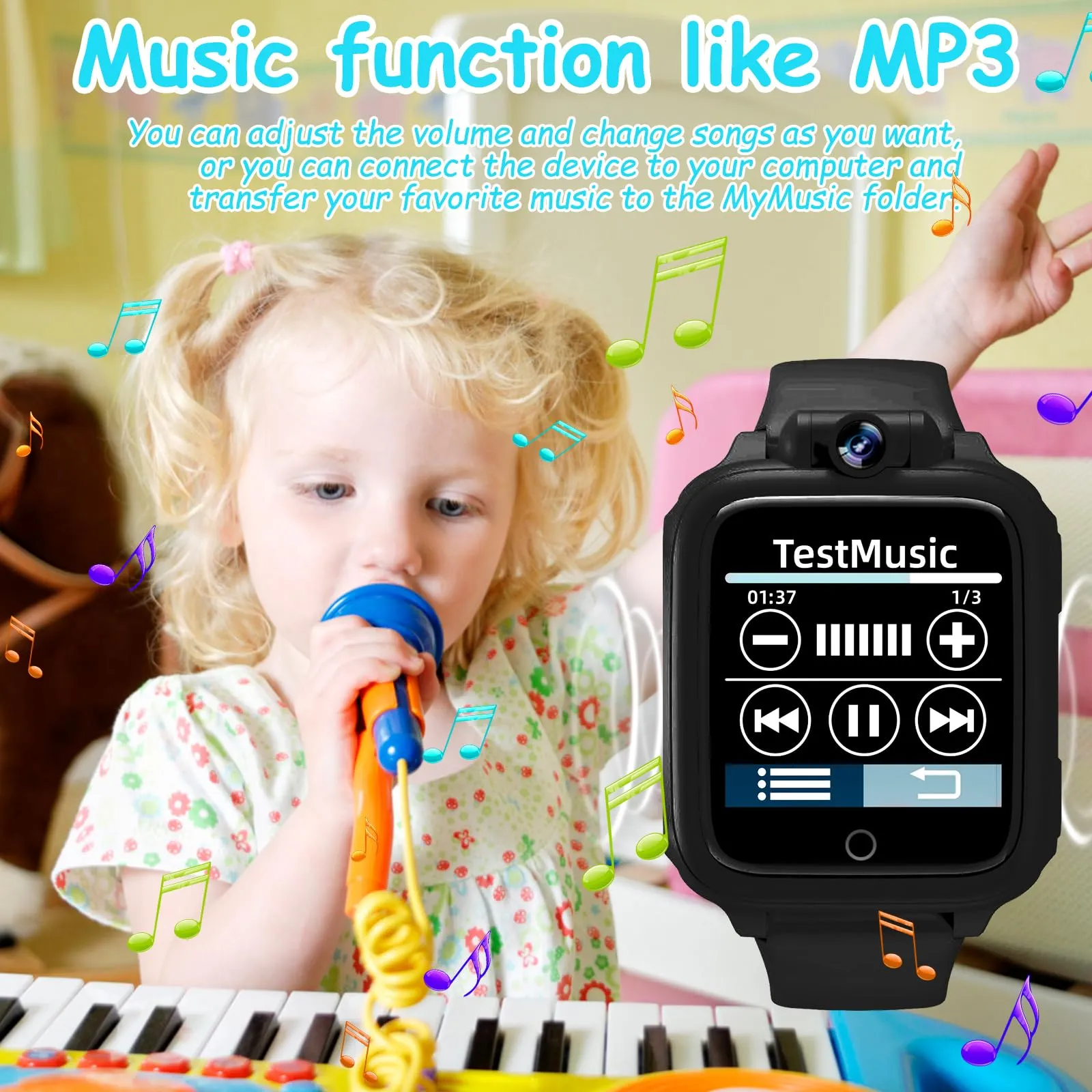 Diswoe Smartwatch per Bambini, 26 Giochi, Contapassi, Calorie, Nero - immagine 3