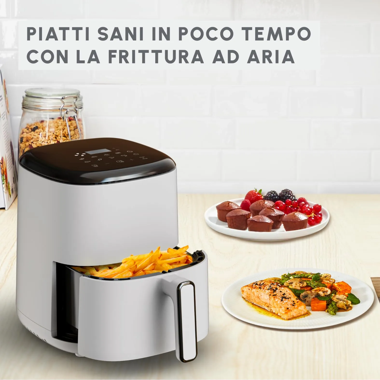 Moulinex Easy Fry Compact Friggitrice ad Aria, 3L, 1300W, 10 Programmi, EZ145A - immagine 2