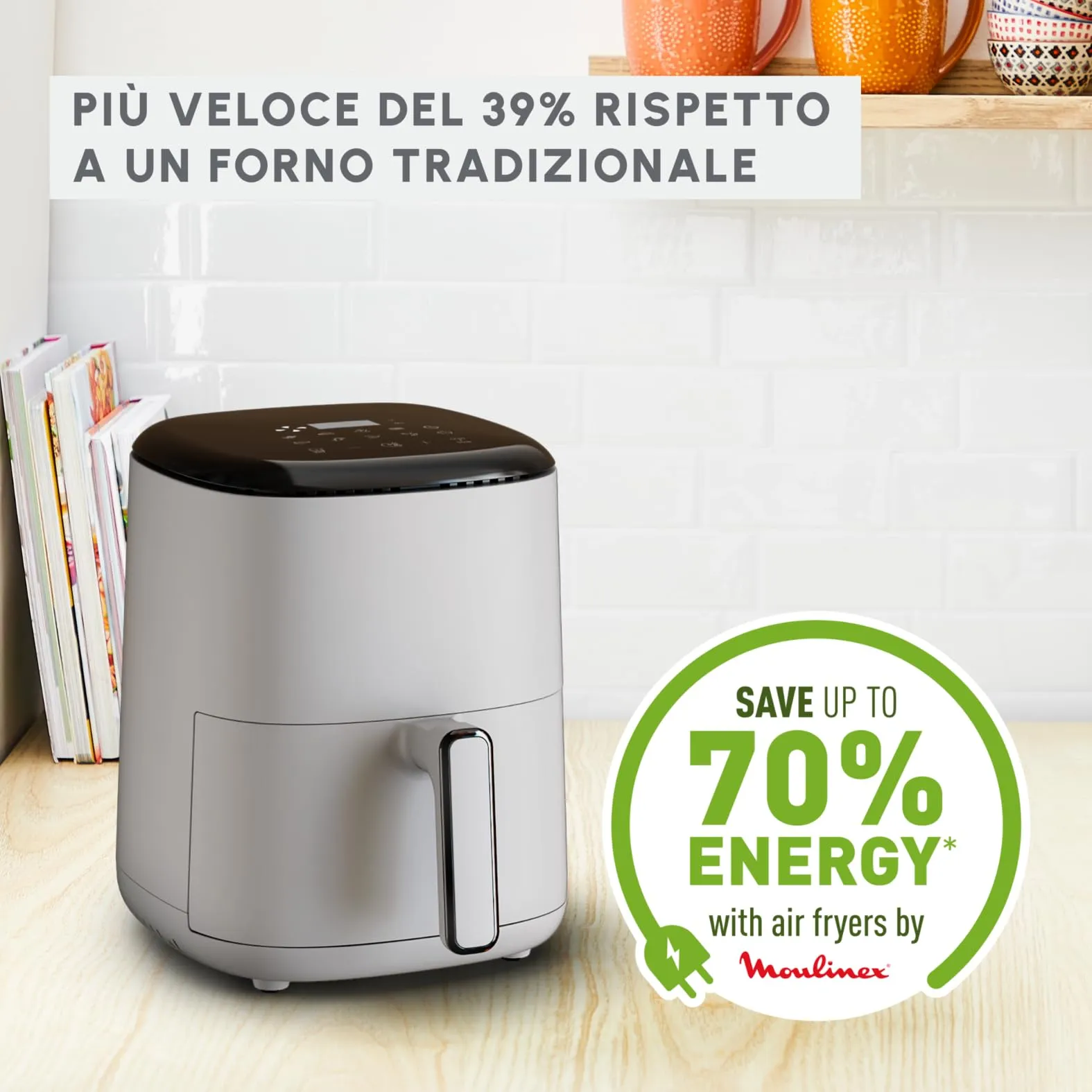 Moulinex Easy Fry Compact Friggitrice ad Aria, 3L, 1300W, 10 Programmi, EZ145A - immagine 4