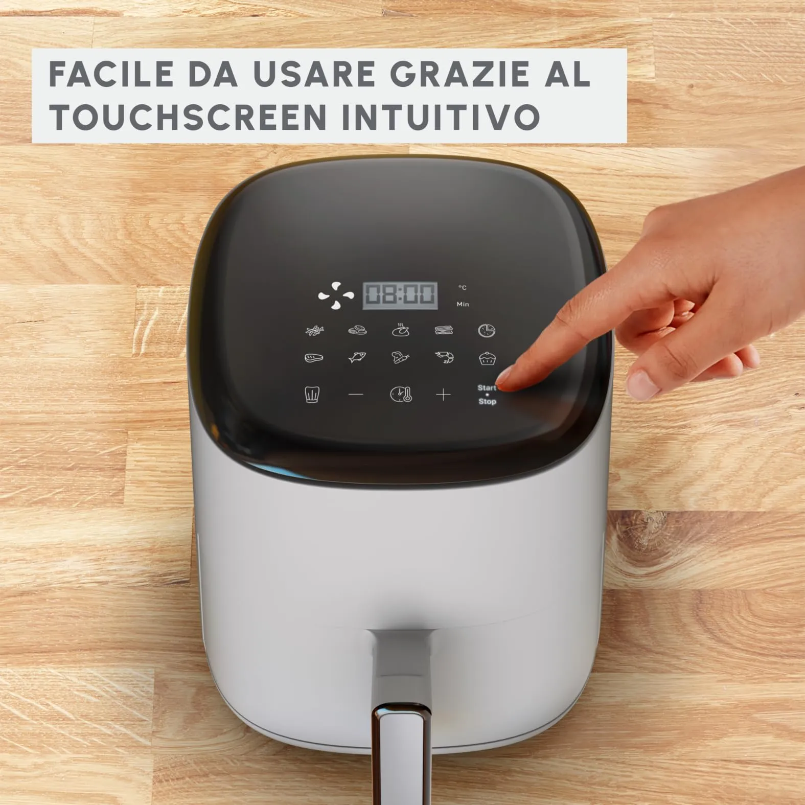 Moulinex Easy Fry Compact Friggitrice ad Aria, 3L, 1300W, 10 Programmi, EZ145A - immagine 5