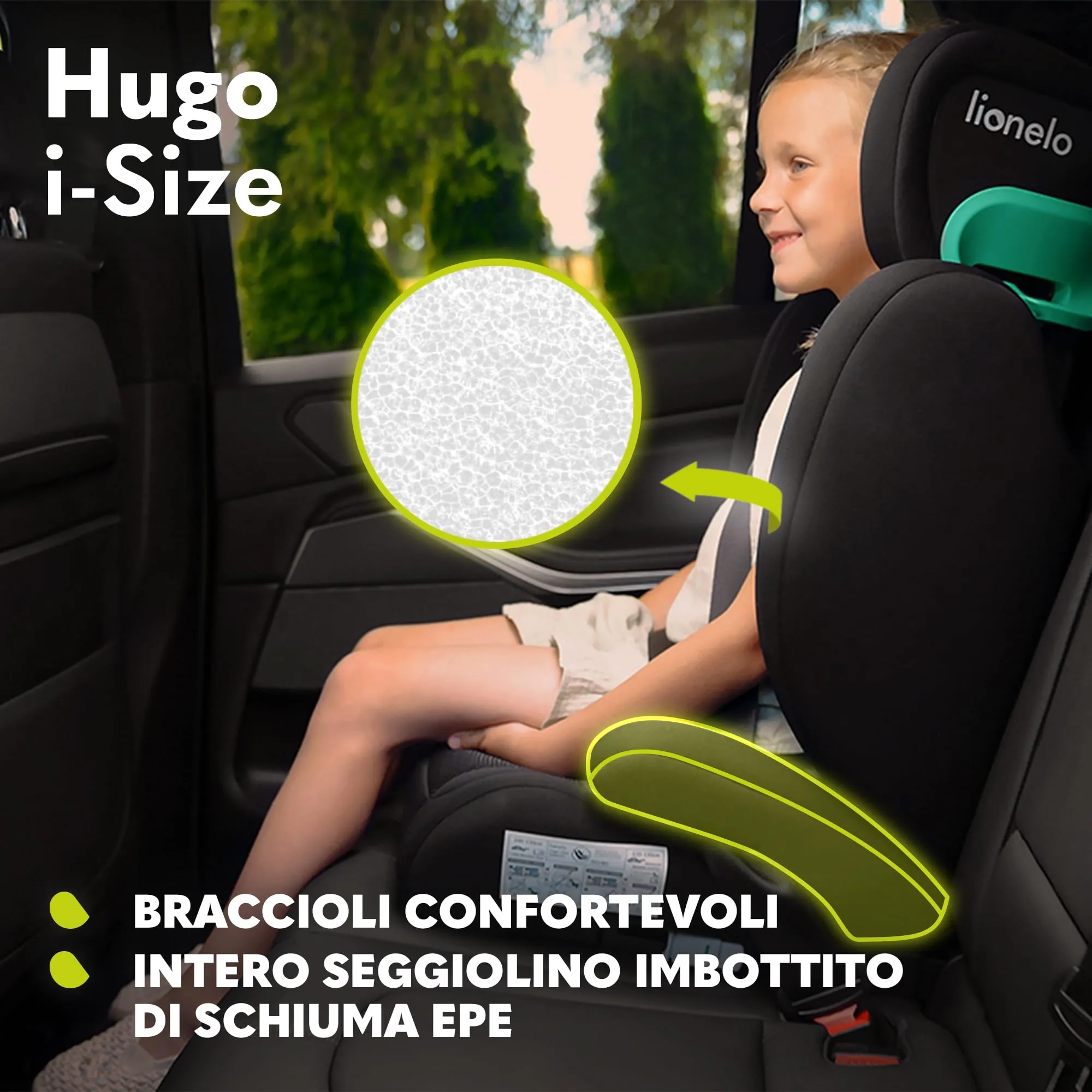 Lionelo Hugo i-Size Seggiolino Auto ISOFIX Gruppo 2-3 100-150cm - immagine 8