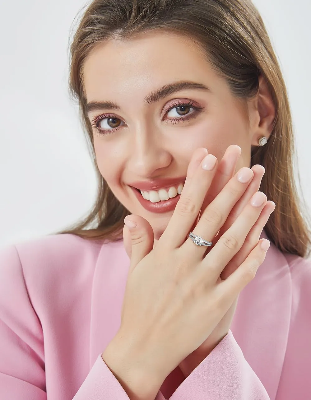 MomentWish Moissanite Promise Ring 1ct Sterling Silver 925 Taglia 58 - immagine 2