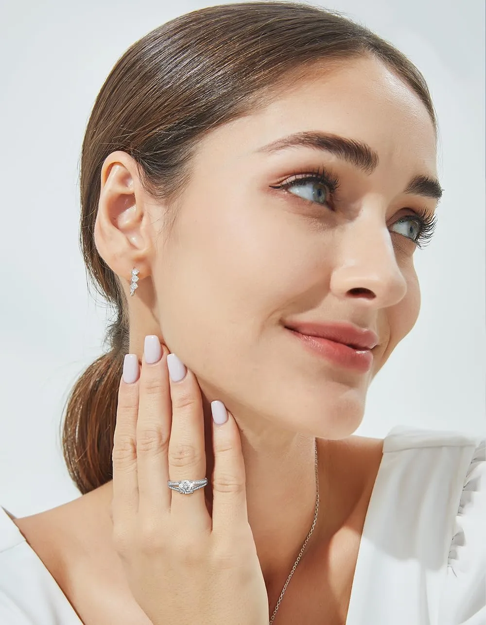 MomentWish Anello di Promessa in Argento 925 con Moissanite 1ct, Taglia 55 - immagine 3