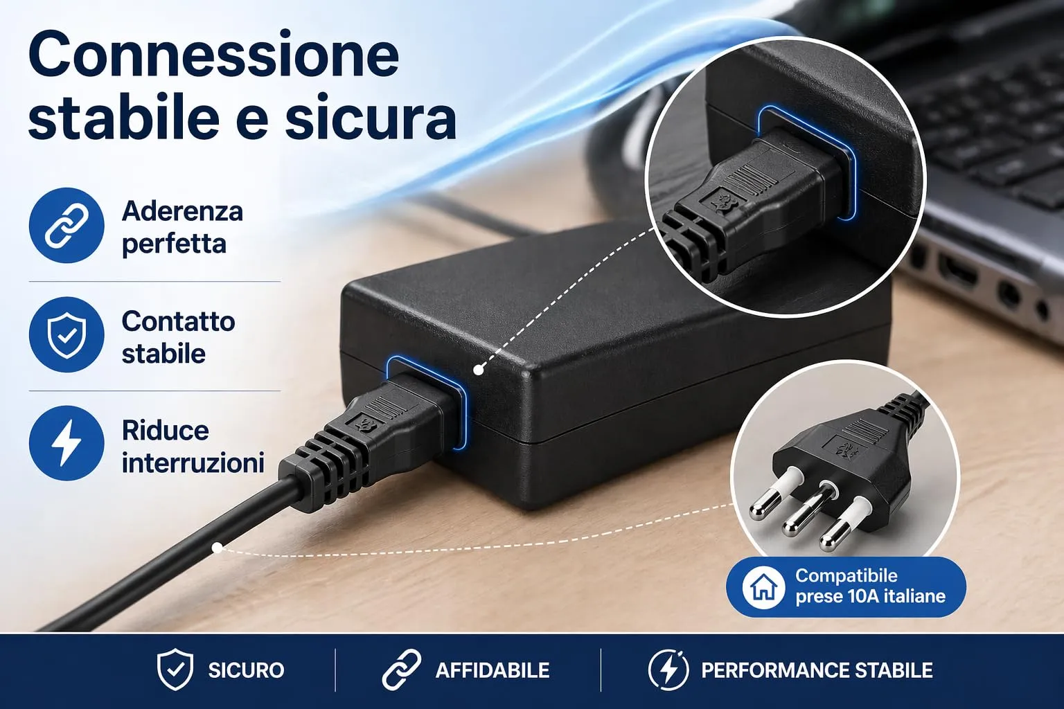 Prometeo Electronics Cavo Alimentazione Notebook 1,8m IEC C5 Trifoglio Spina Italiana 3 Poli 10A 250V IMQ - immagine 5
