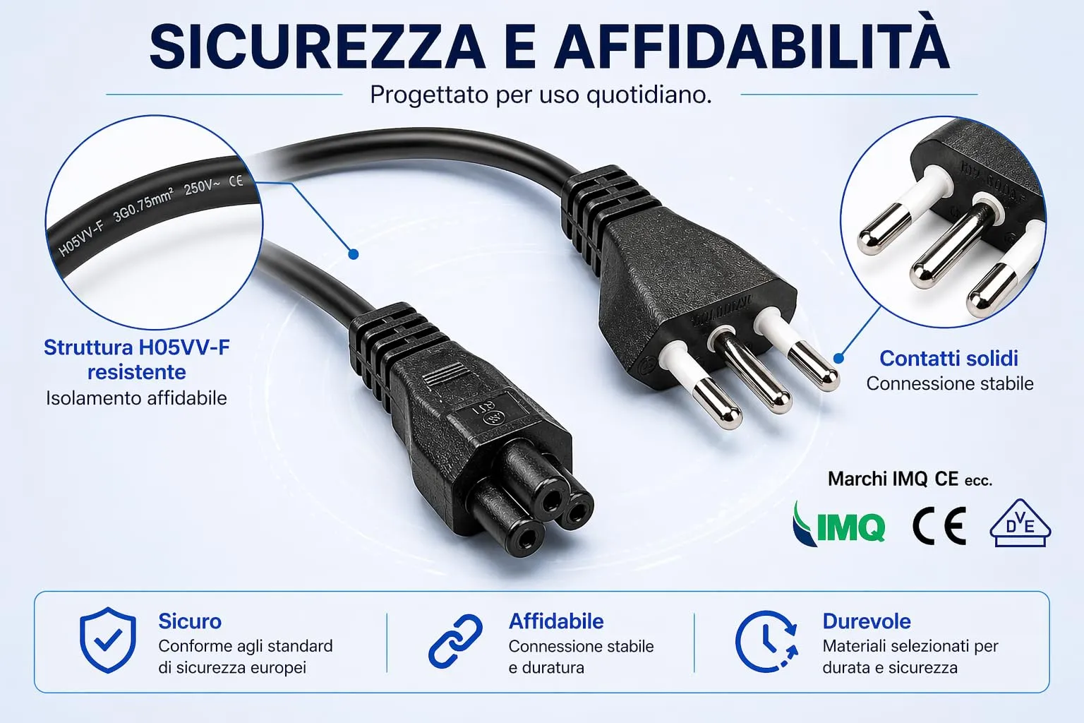 Prometeo Electronics Cavo Alimentazione Notebook 1,8m IEC C5 Trifoglio Spina Italiana 3 Poli 10A 250V IMQ - immagine 8