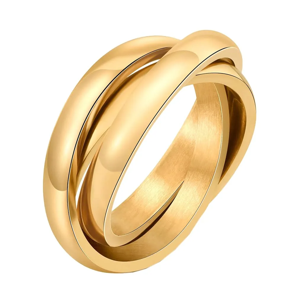 HIJONES Forever Love Anello Triciclico in Acciaio Inossidabile Oro Taglia 19 - immagine 1