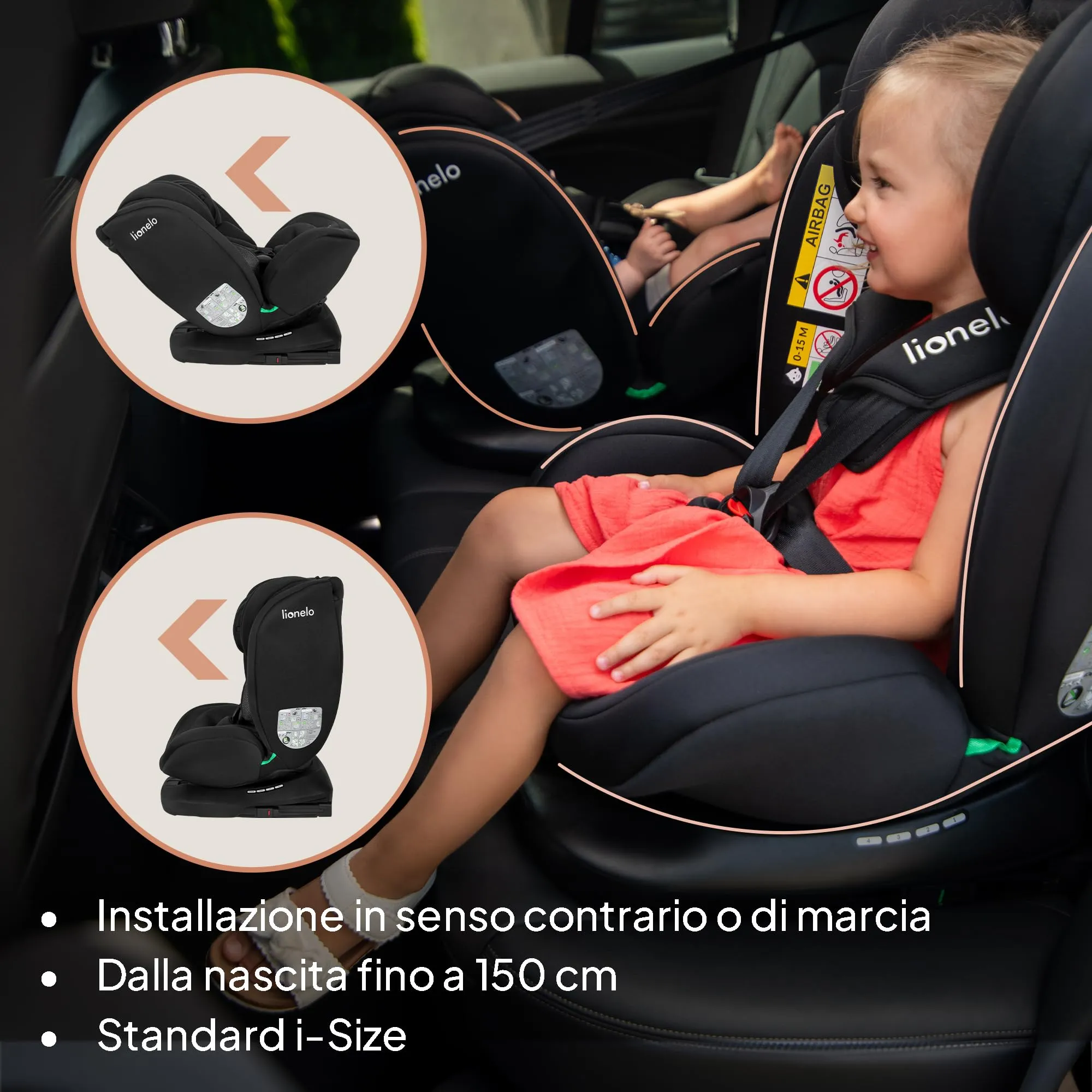 Lionelo Bastiaan i-Size Seggiolino Auto Evolutivo 4 in 1 40-150 cm ISOFIX - immagine 4
